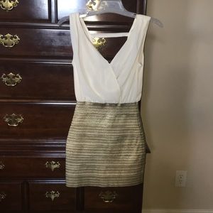 Dainty Hooligan Cream/Gold Backless Dress